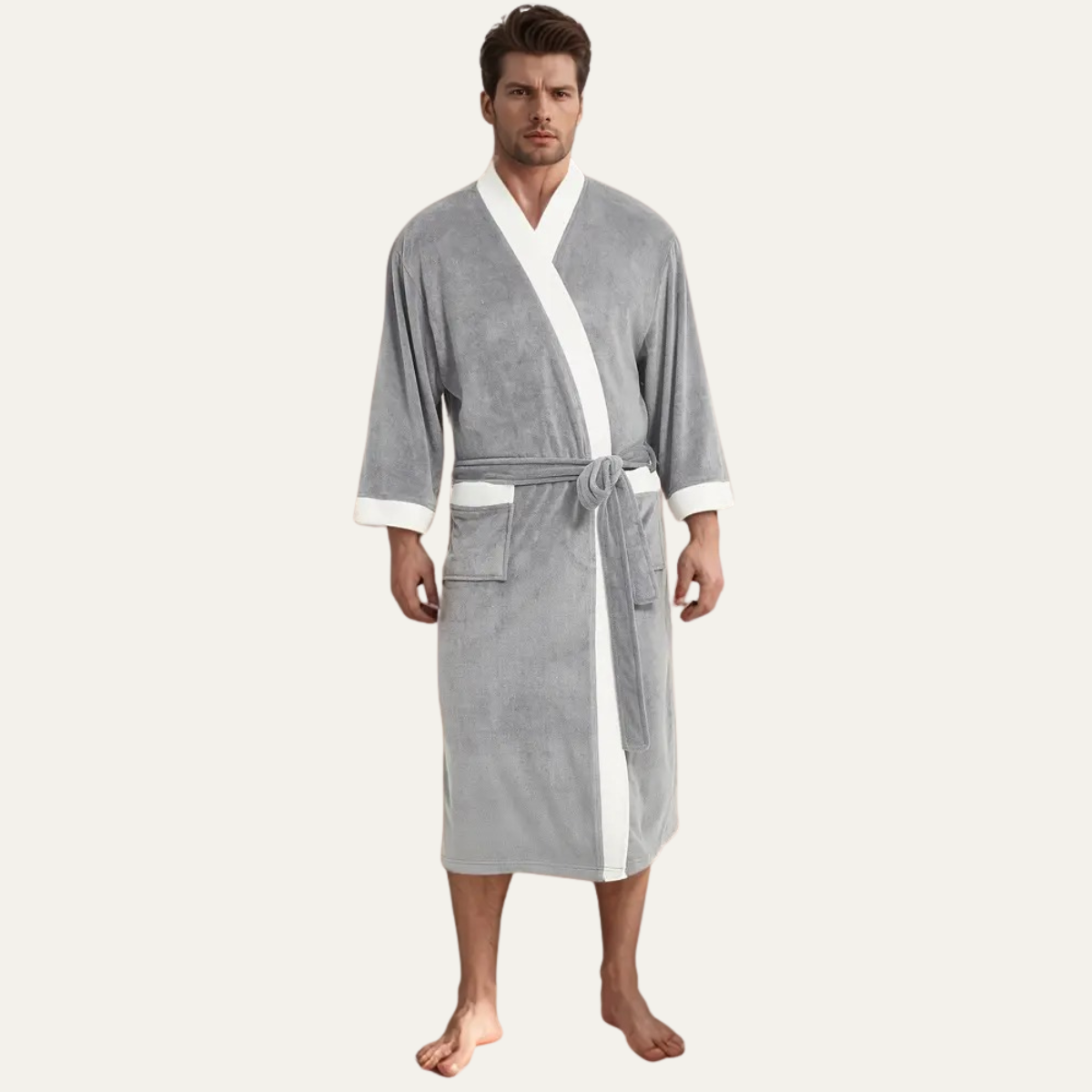 The Dulwich Men's Elegant Kimono Lightweight Spa Bathrobe with Belt