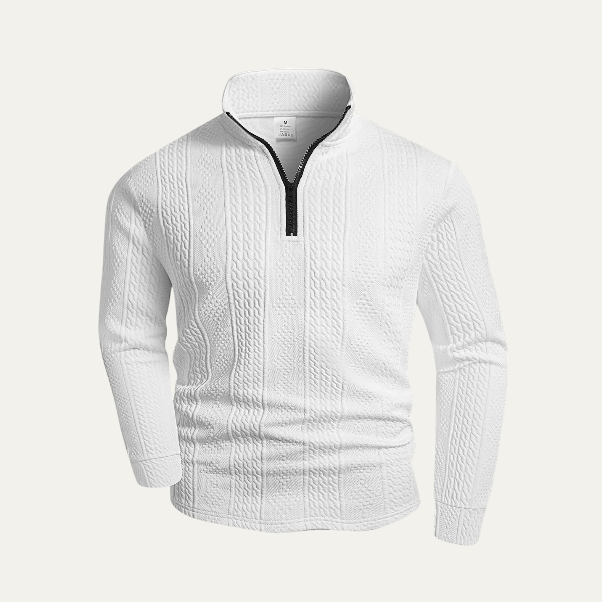 The Leighton Men’s White Quarter Zip Knit Jumper