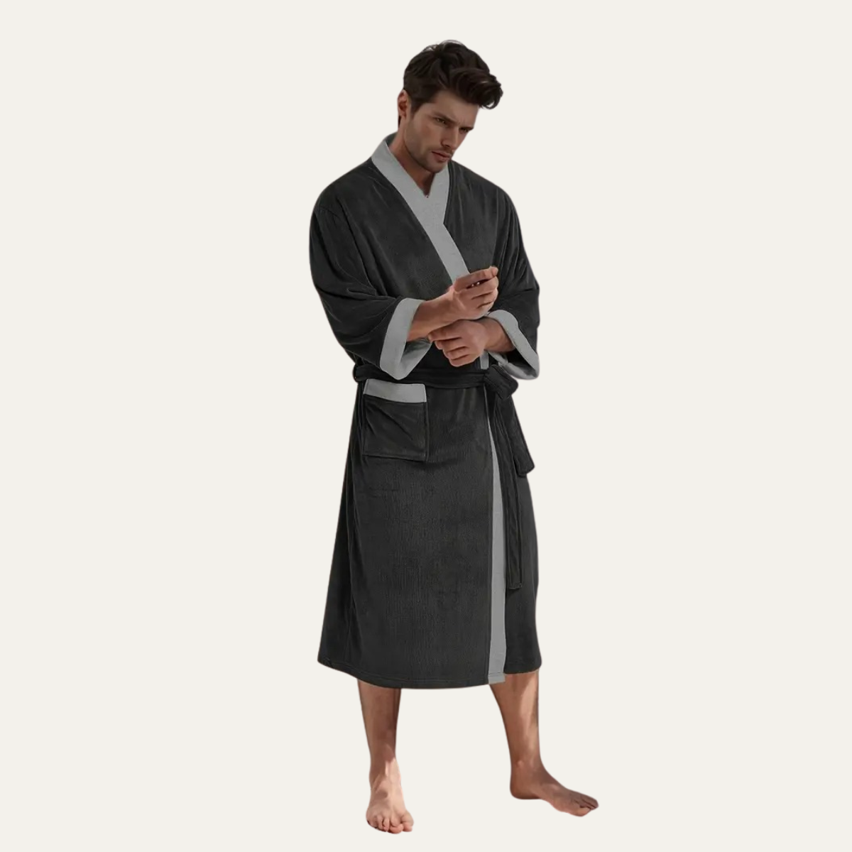 The Dulwich Men's Elegant Kimono Lightweight Spa Bathrobe with Belt