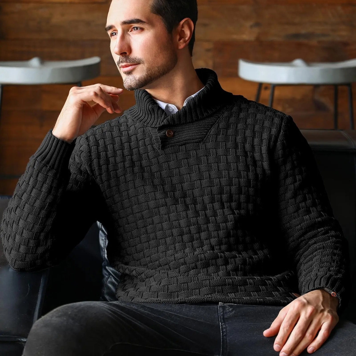 The Stirling Men's Textured Knit Winter Jumper