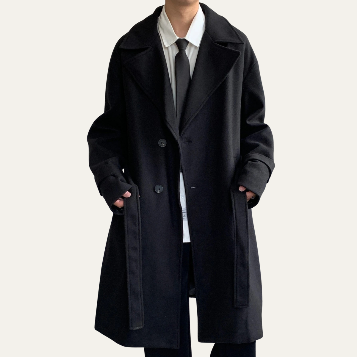 The Woolwich Men’s Smart Camel Wrap Wool Coat with Belt
