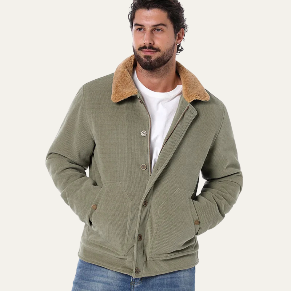 The Dorsoduro Men's Corduroy Sherpa Warm Winter Trucker Jacket