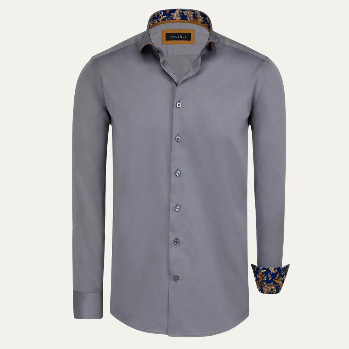 The Mayfair Men’s Tailored Cotton Satin Long Sleeve Dress Shirt - Grey