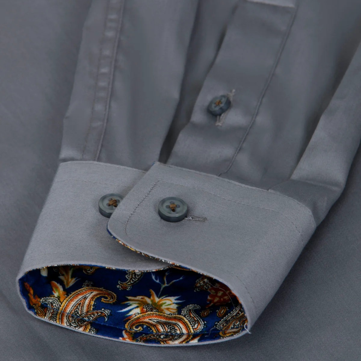 The Mayfair Men’s Tailored Cotton Satin Long Sleeve Dress Shirt - Grey