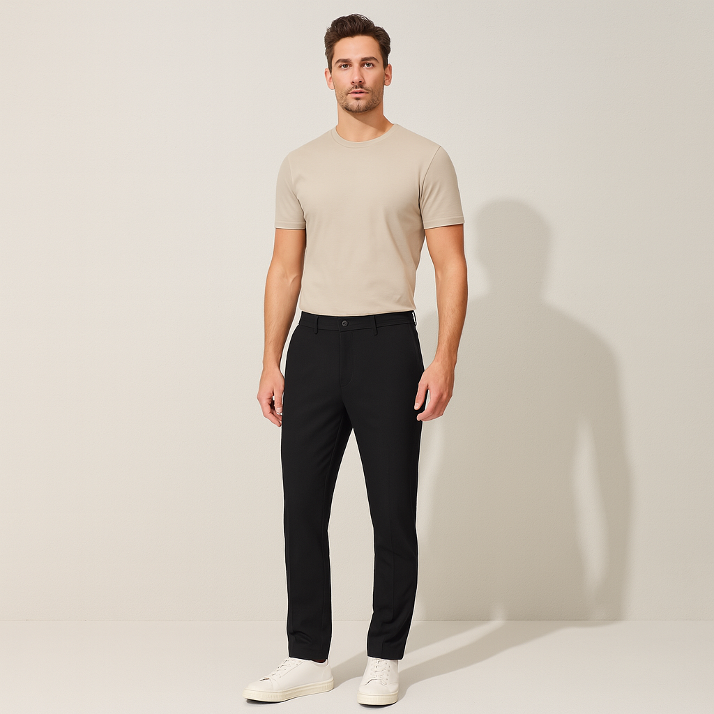 The Santorini Classic Chino Trousers For Men - Black