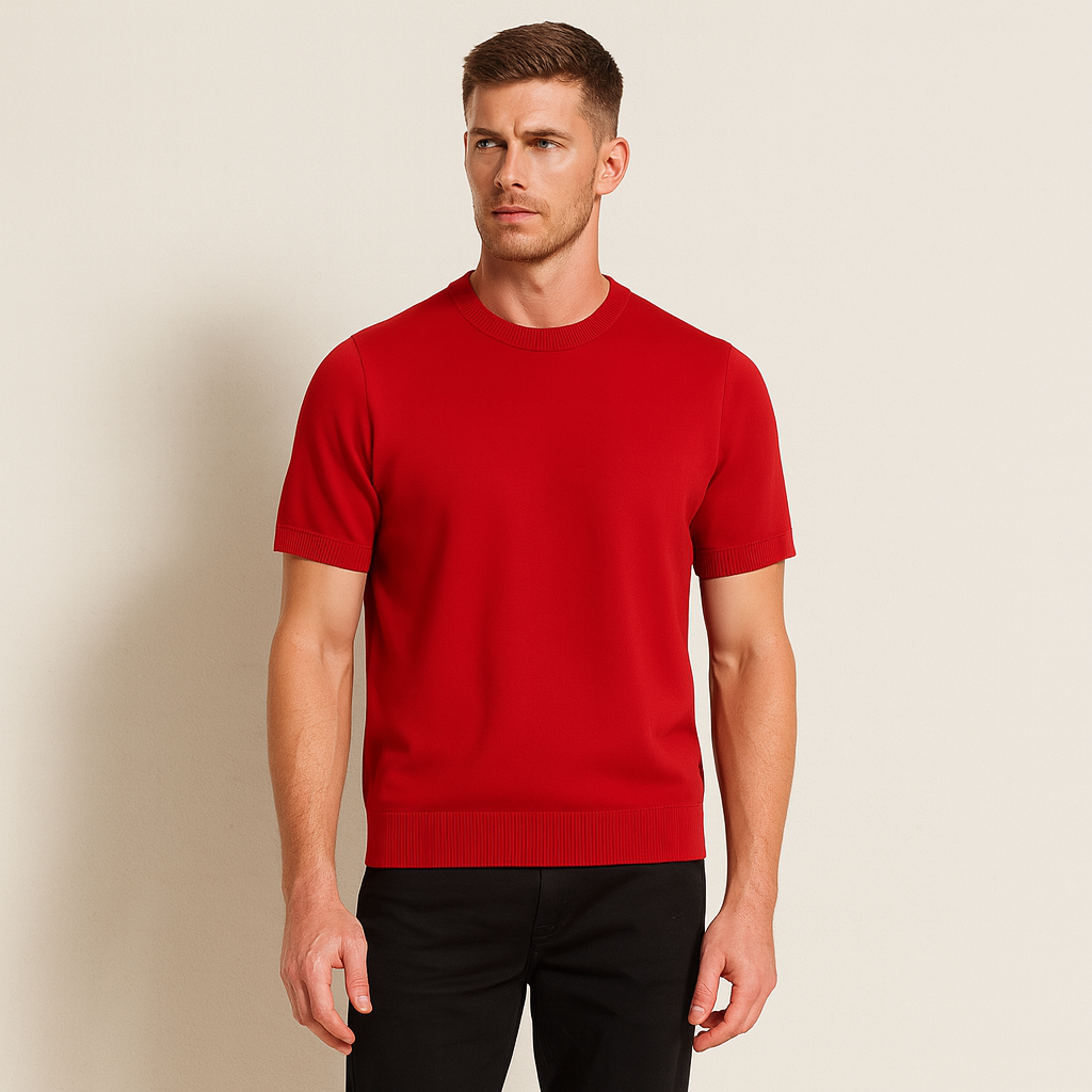 The Evoque Men’s Slim Fit Cashmere Shirt – Lightweight Short Sleeve Knit