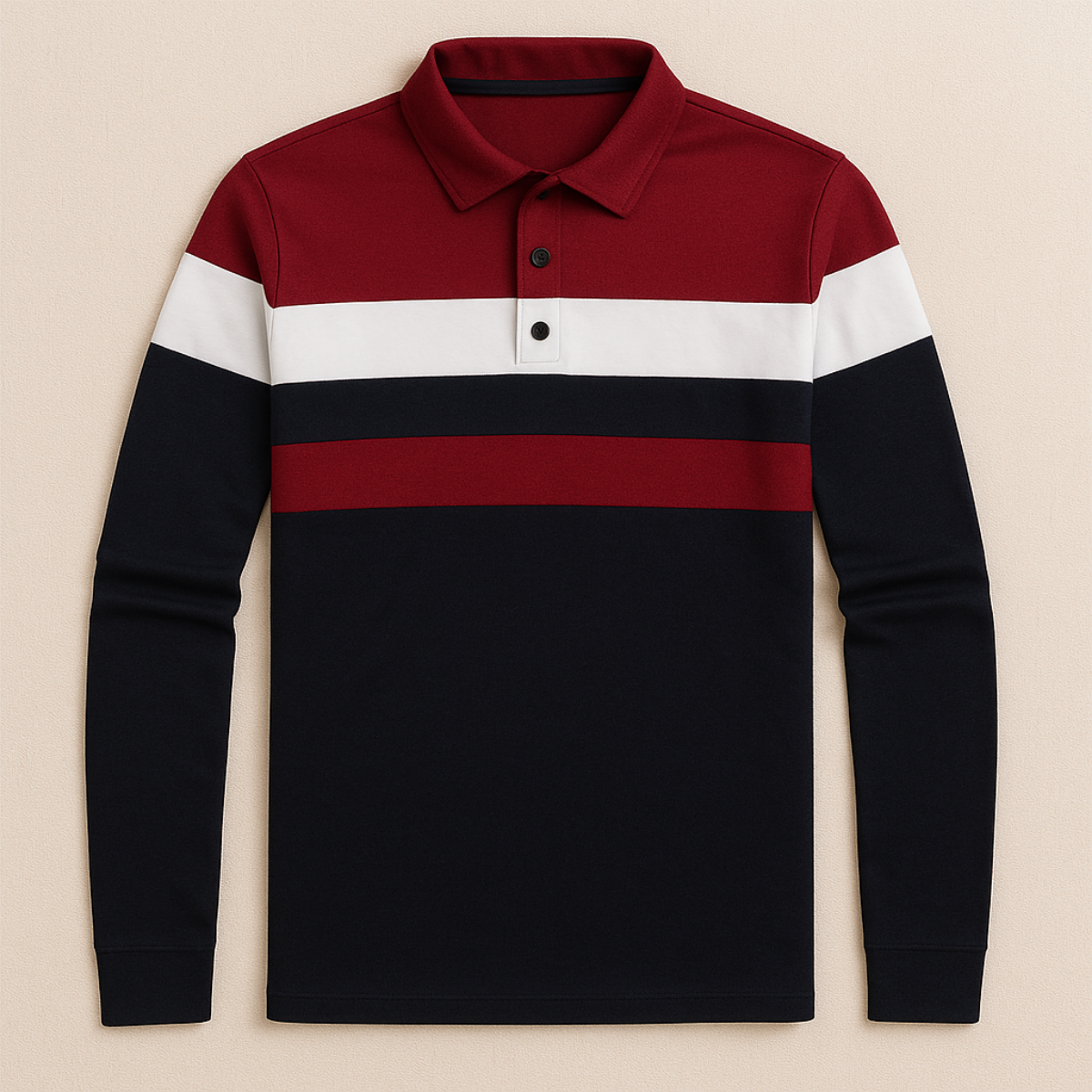 The Fairdale Striped Long Sleeve Polo Shirt for Men