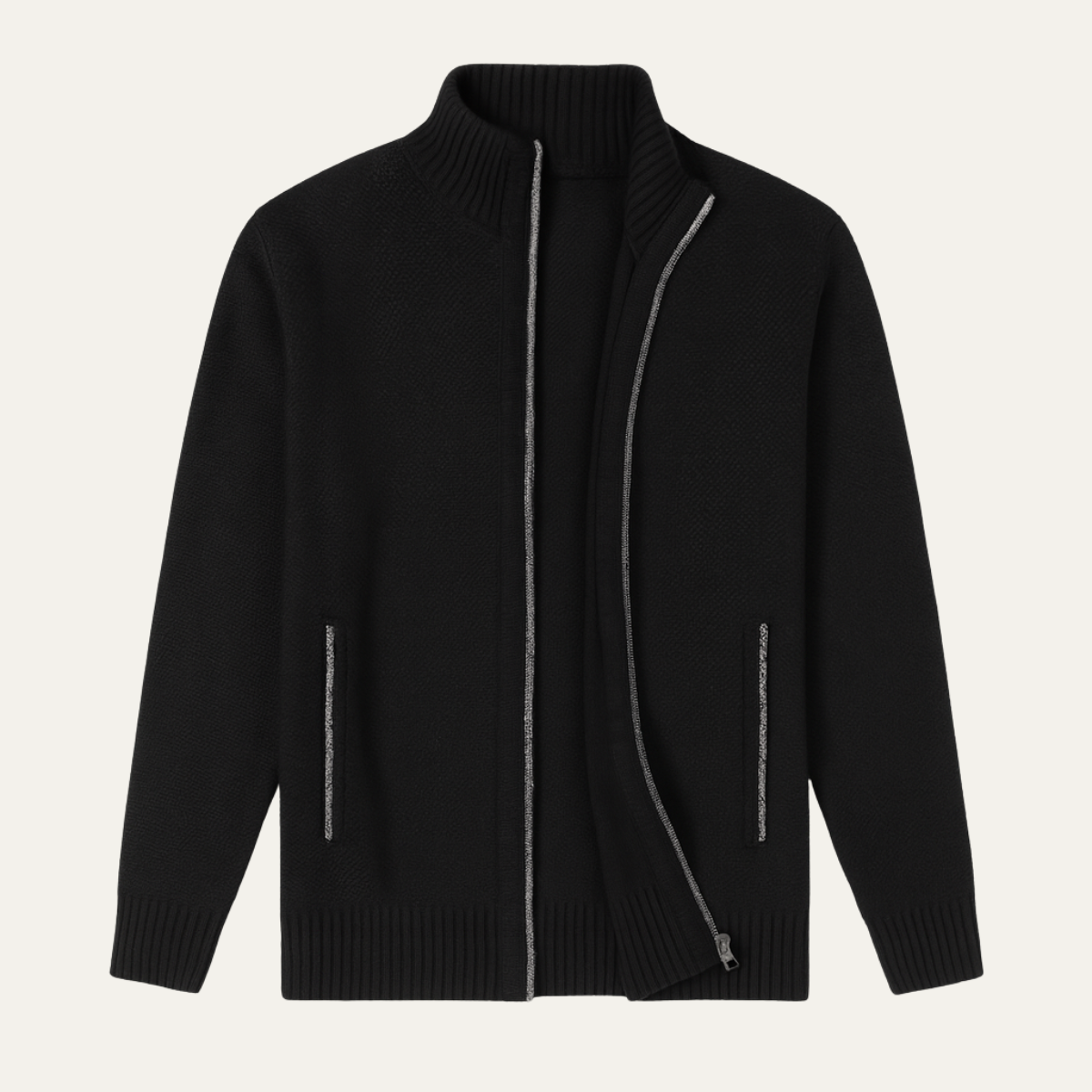 The Lyon Men's Stylish Wool Cardigan - Zip Up Knit Jacket