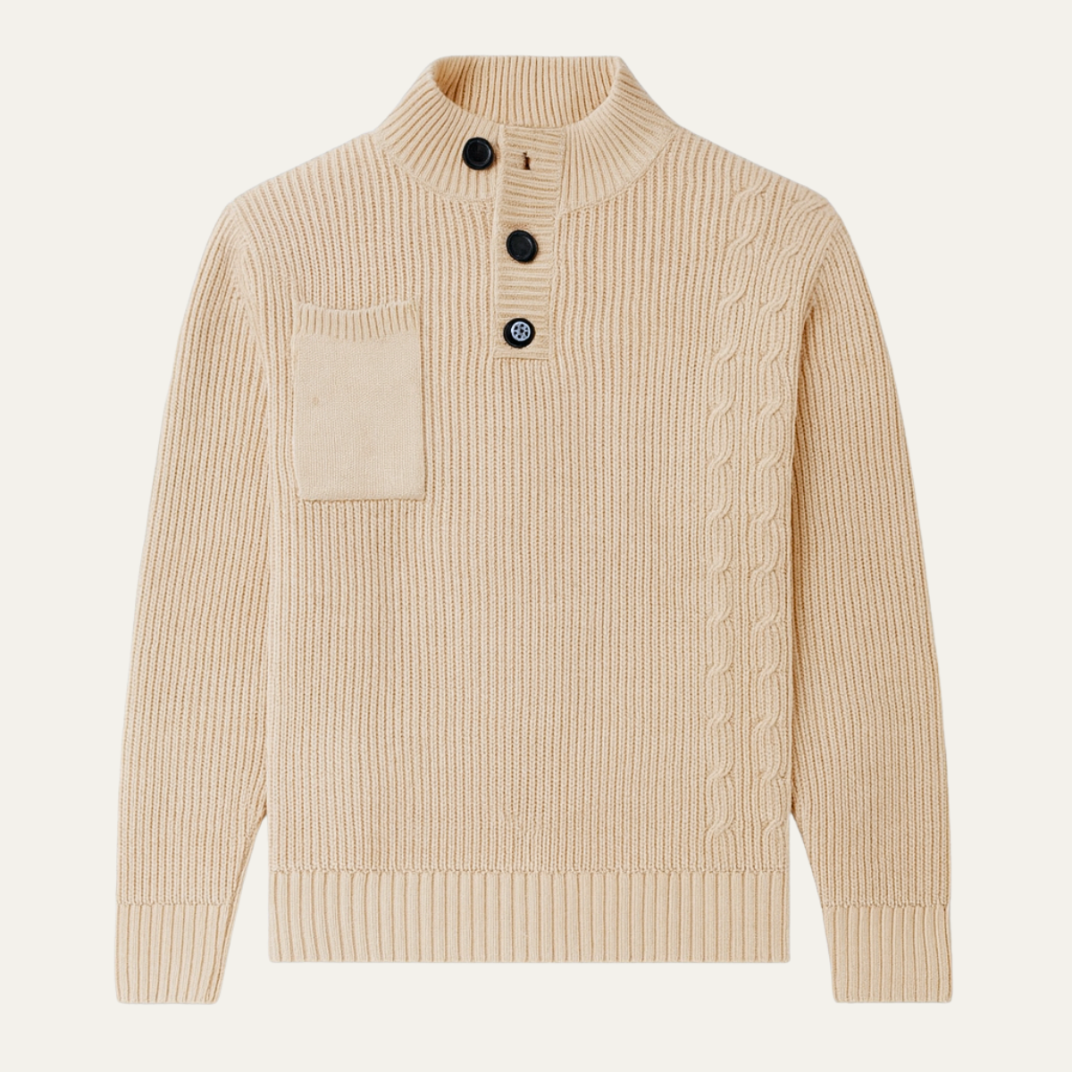 The Alberobello Men’s Winter Stand Collar Knitted Jumper with Buttons