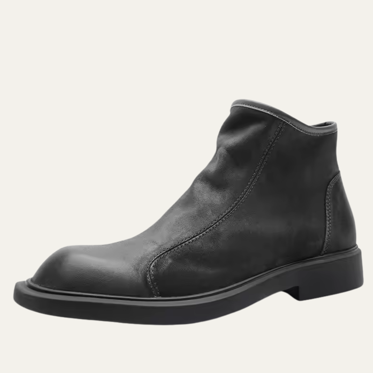 The Bari Men's Warm Plush Zip Up Leather Ankle Boots
