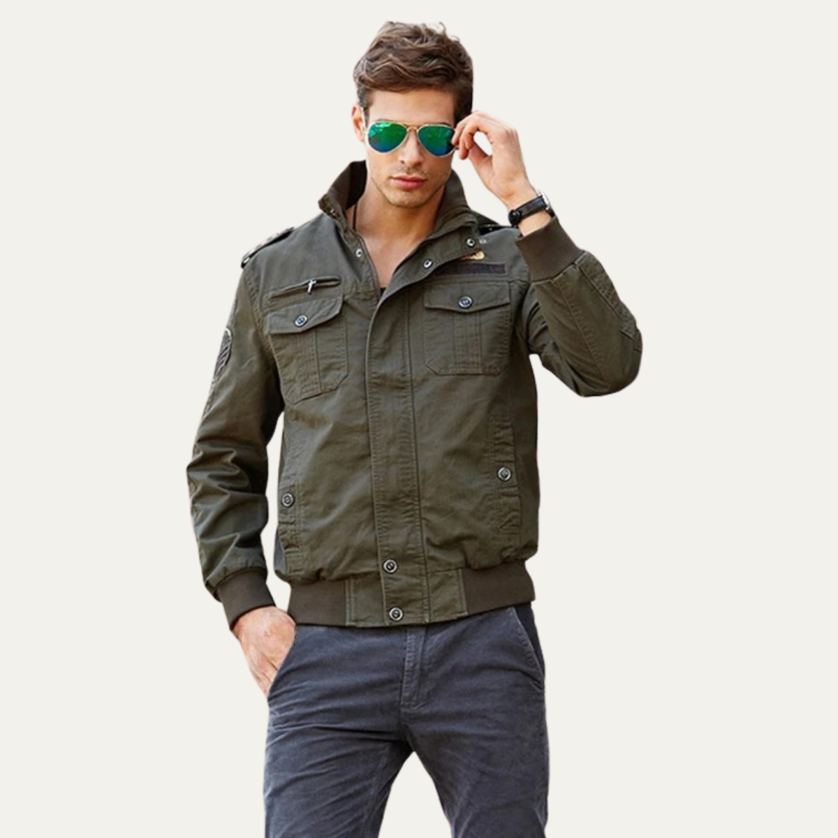 The Sydenham Men's Windproof Multi Pocket Military Style Bomber Jacket