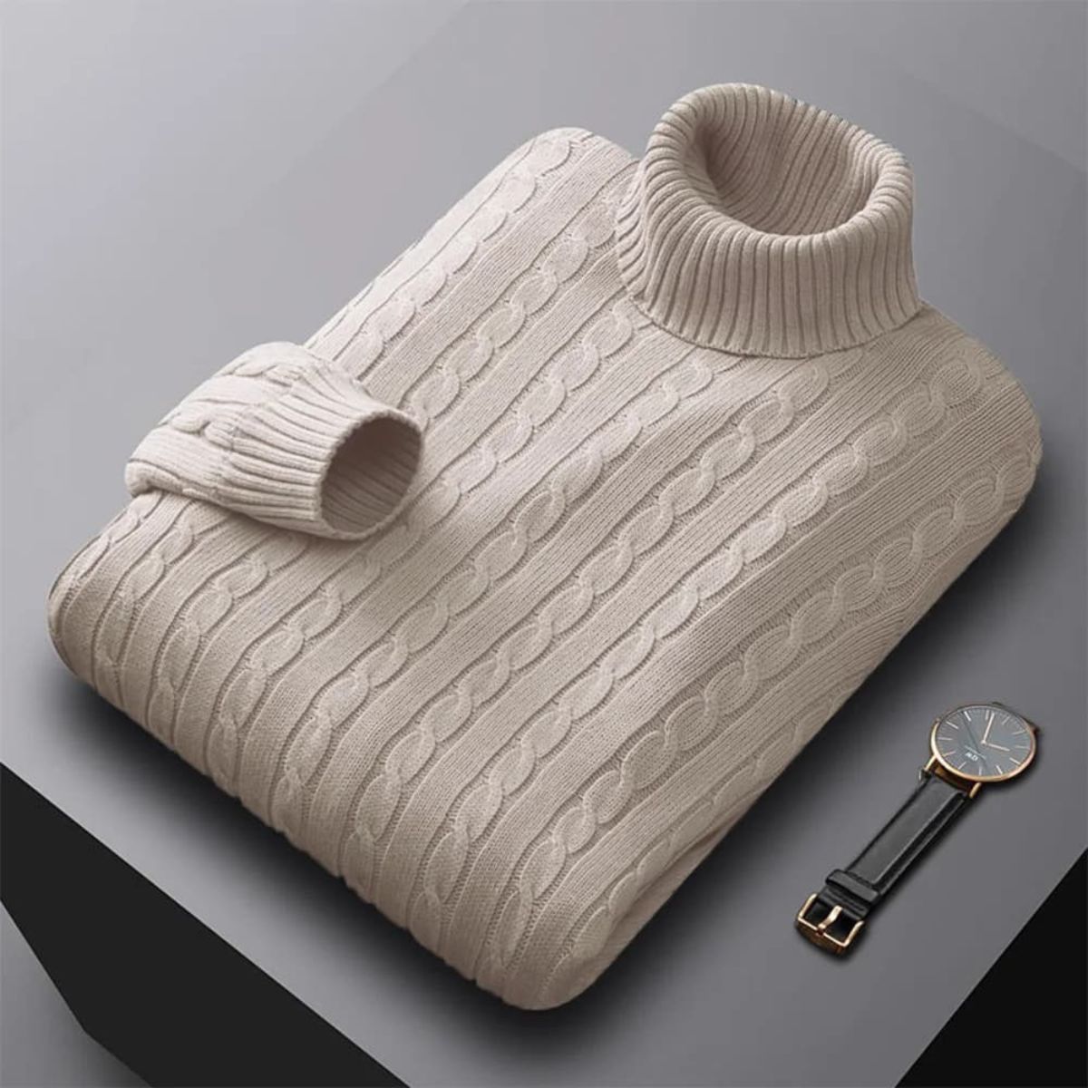 The Gattinara Men's Soft Elastic Knit Turtleneck Jumper