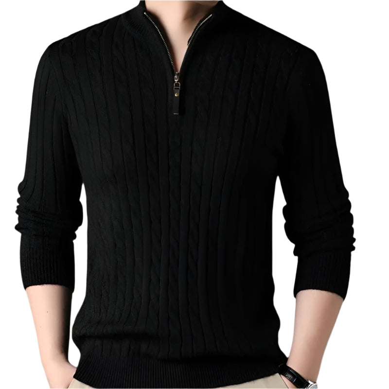 The Wells Cable-knit Quarter Zip Jumper-The British Gentlemen