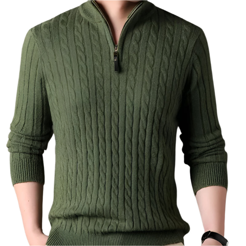 The Wells Cable-knit Quarter Zip Jumper-The British Gentlemen
