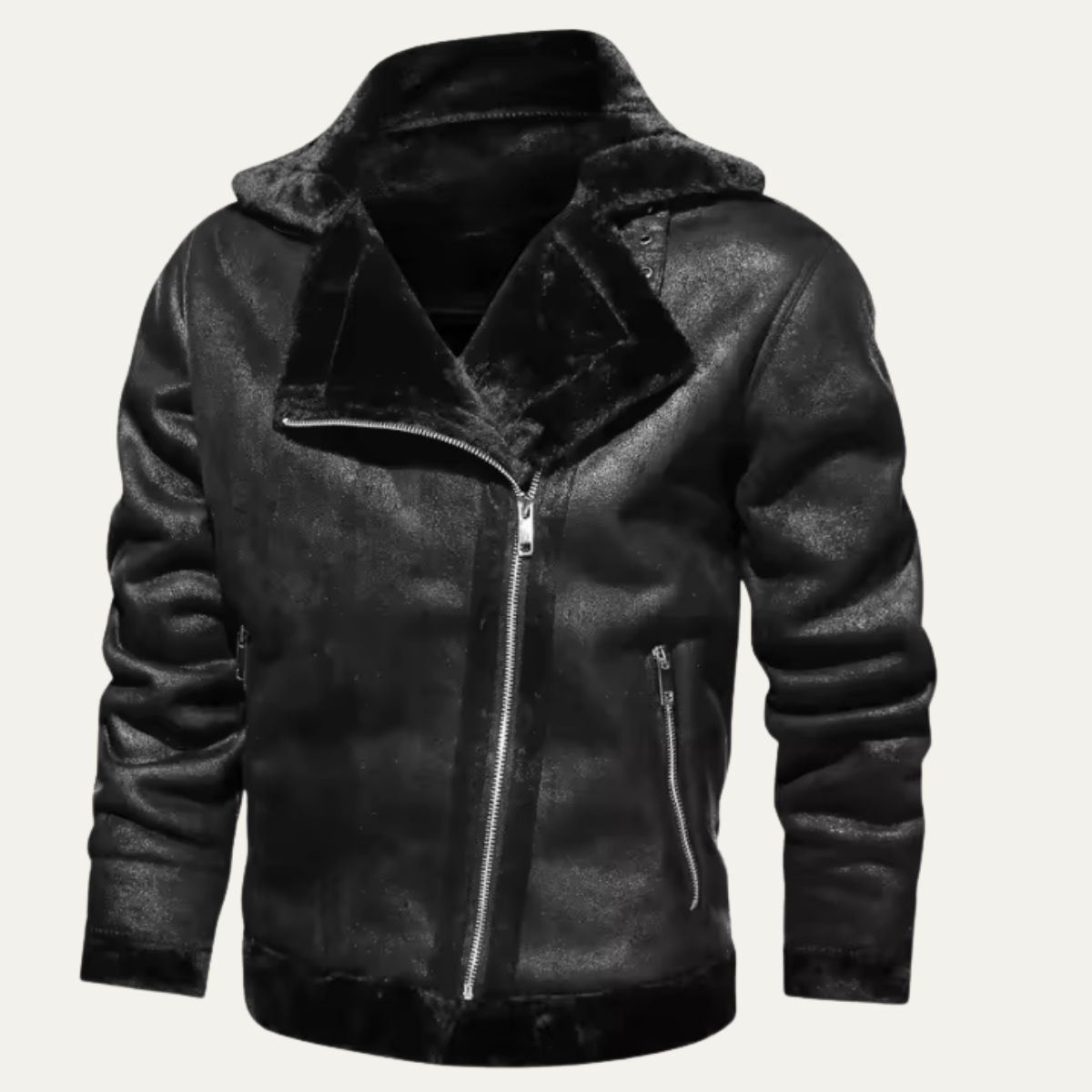 The Cervinia Men’s Winter Fleece Aviator Leather Jacket