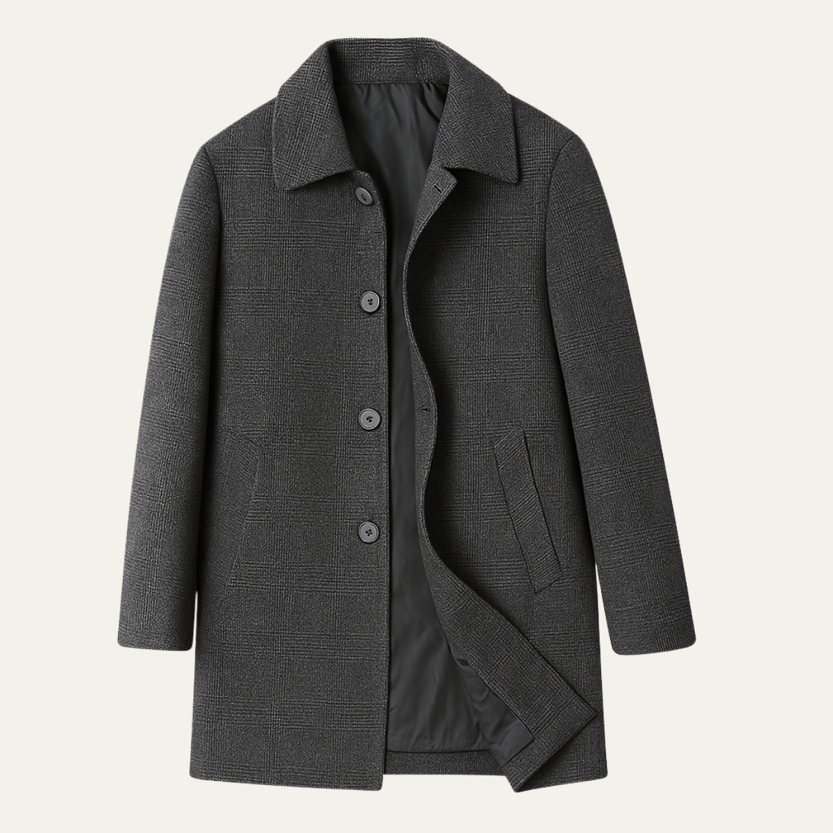 The Dobbiaco Men’s Winter Plaid Wool Blend Overcoat with Quilted Lining