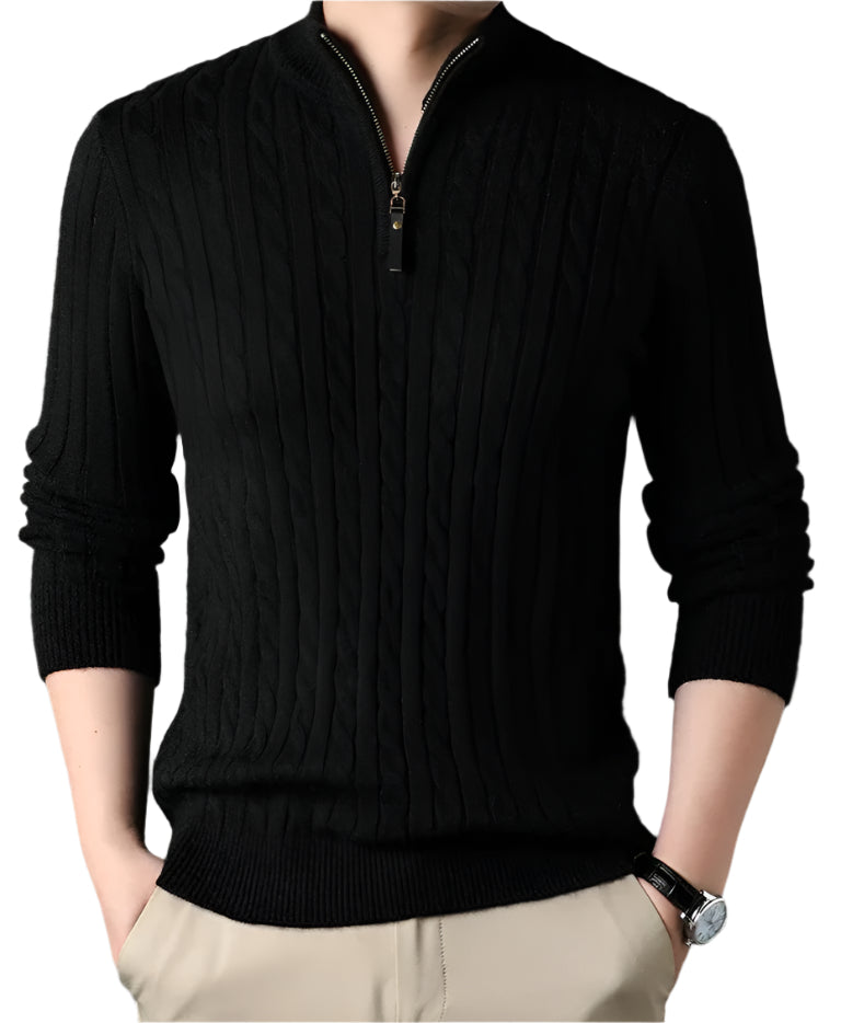 The Wells Cable-knit Quarter Zip Jumper-The British Gentlemen