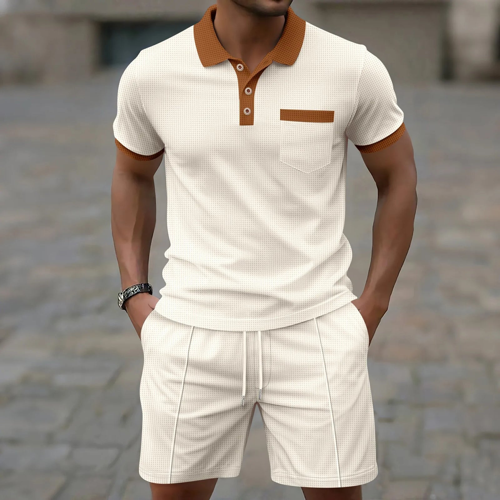 The Capri Cotton Set – Vintage Polo & Shorts Co ord for Men