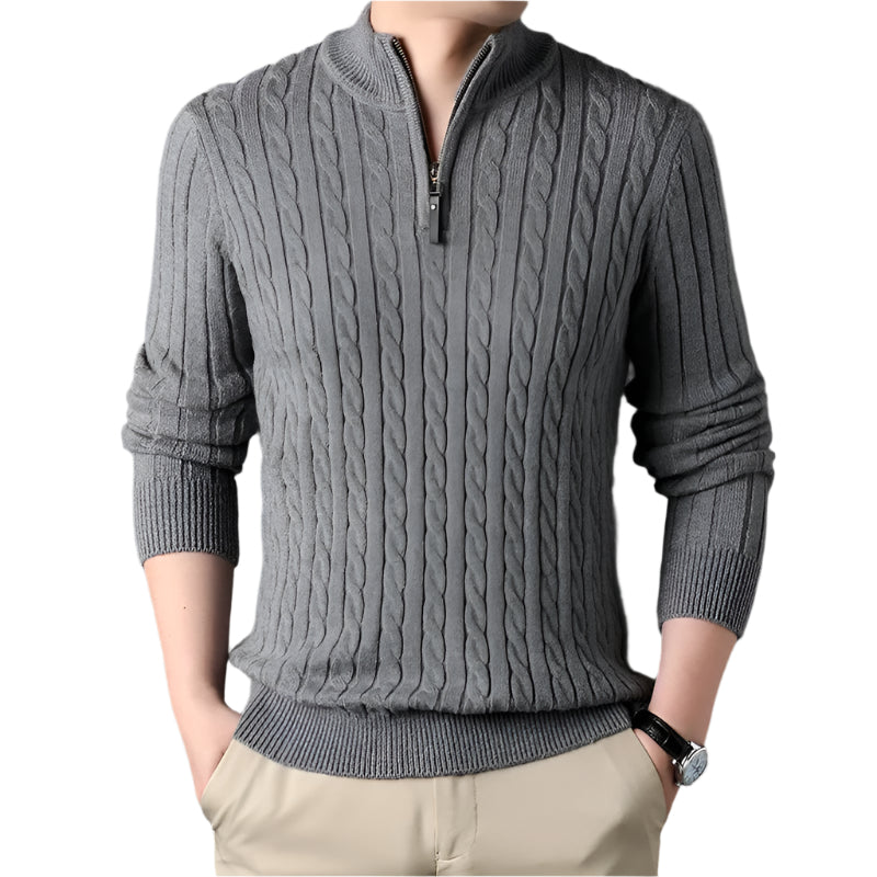 The Wells Cable-knit Quarter Zip Jumper-The British Gentlemen