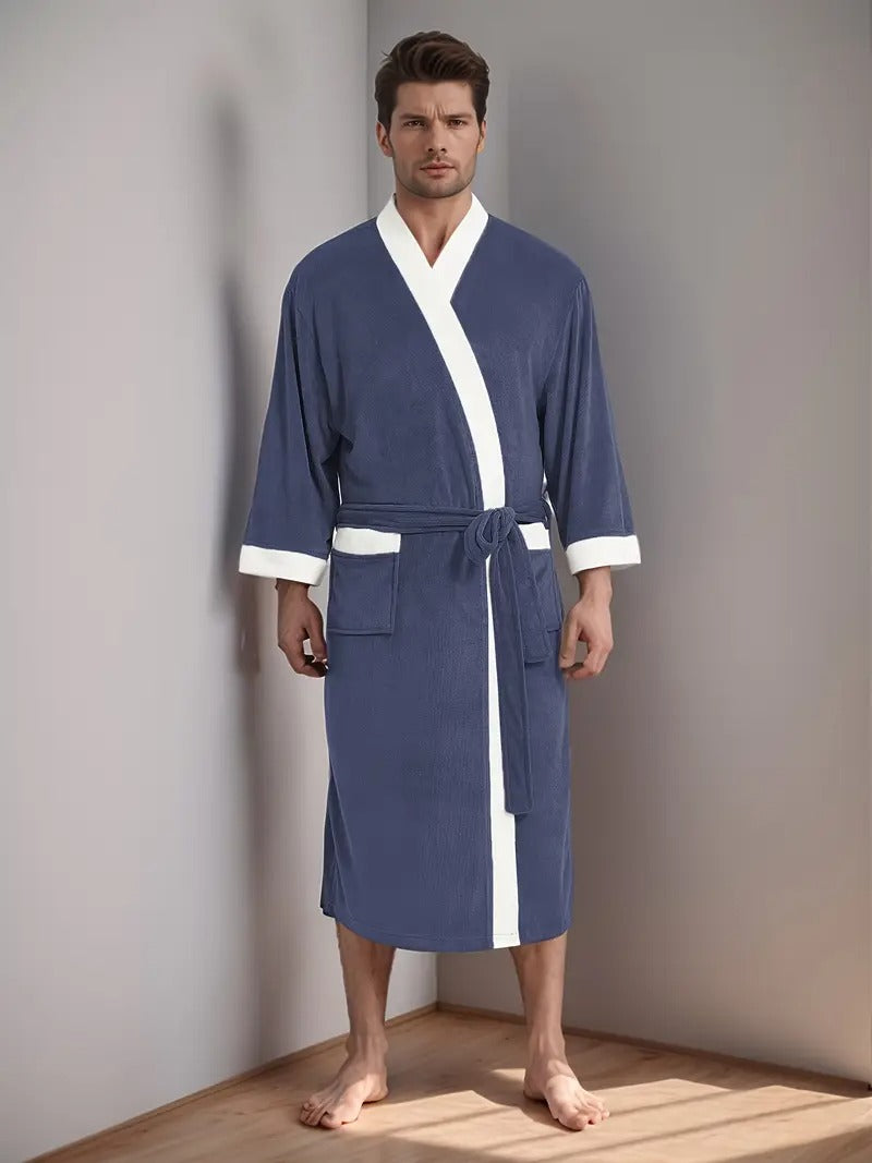 The Dulwich Men's Elegant Kimono Lightweight Spa Bathrobe with Belt