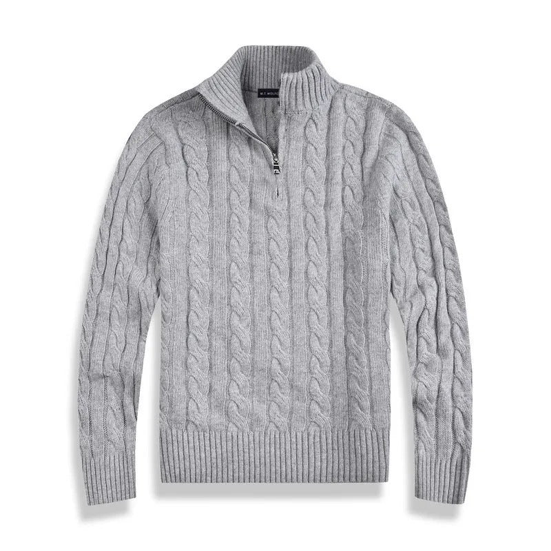 The Genève Old Money Half Zip Jumper for Men - 100% Merino Wool