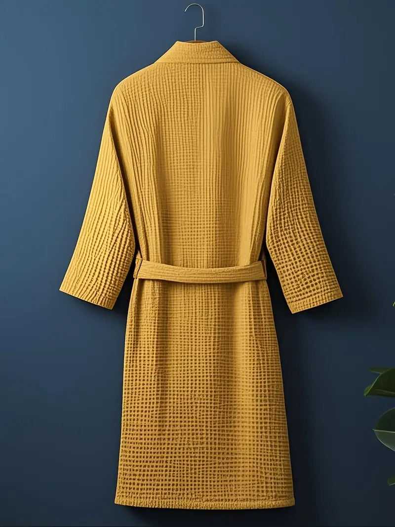 The Eastbourne Men's Cotton Waffle Lightweight Spa Bathoobe with Belt