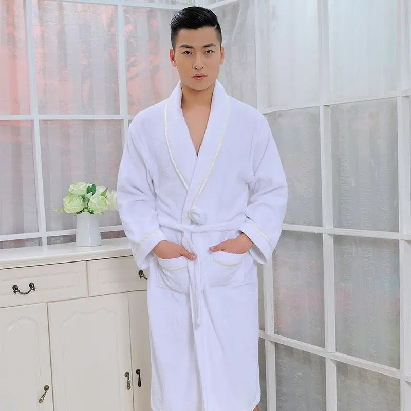 The Eastbourne Men's Cotton Waffle Lightweight Spa Bathoobe with Belt