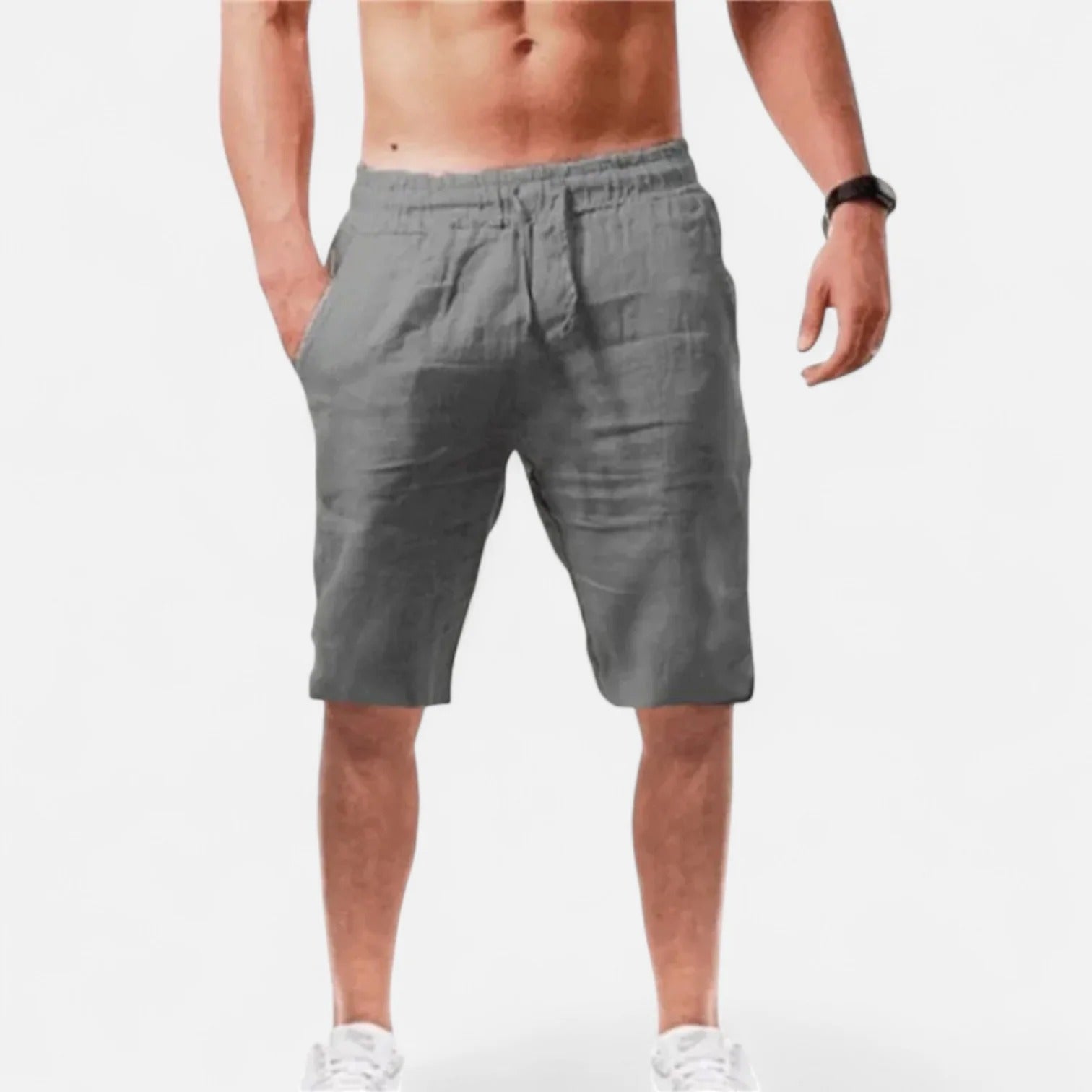Linen Summer Drawstring Shorts Men