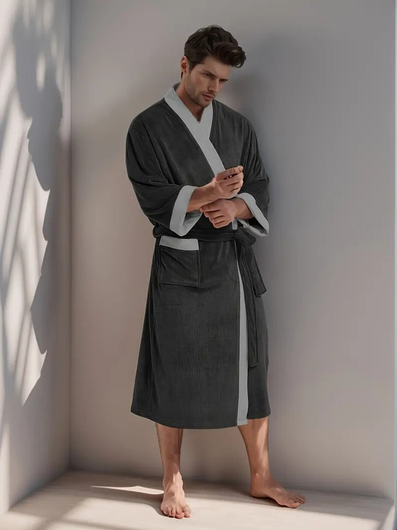 The Dulwich Men's Elegant Kimono Lightweight Spa Bathrobe with Belt
