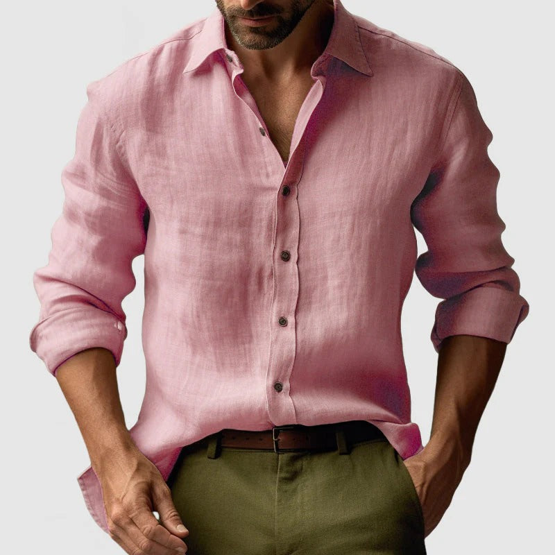 The Zurich Vintage Long Sleeve Linen Shirt for Men