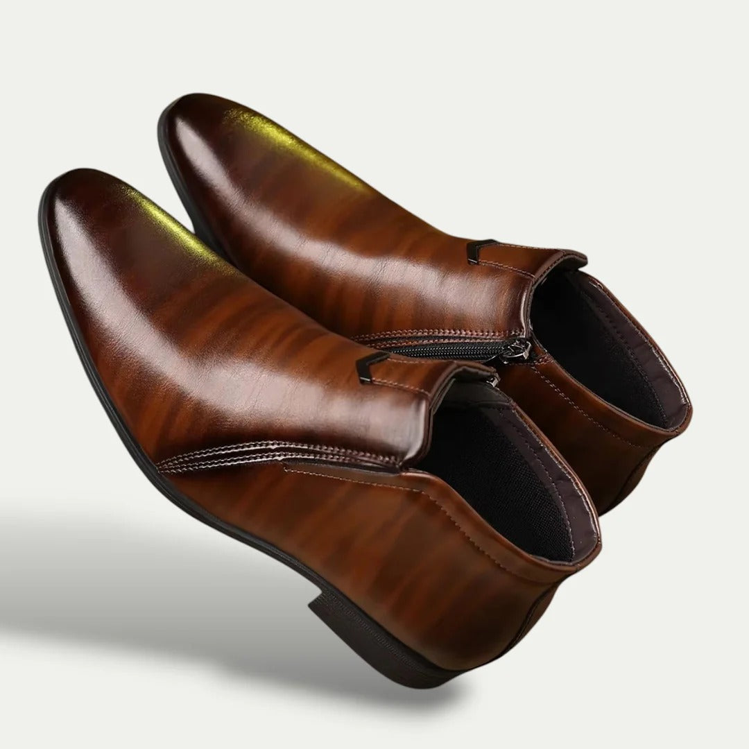 The Oxford Men's Leather Ankle Boots - Vintage Business Dress Shoes