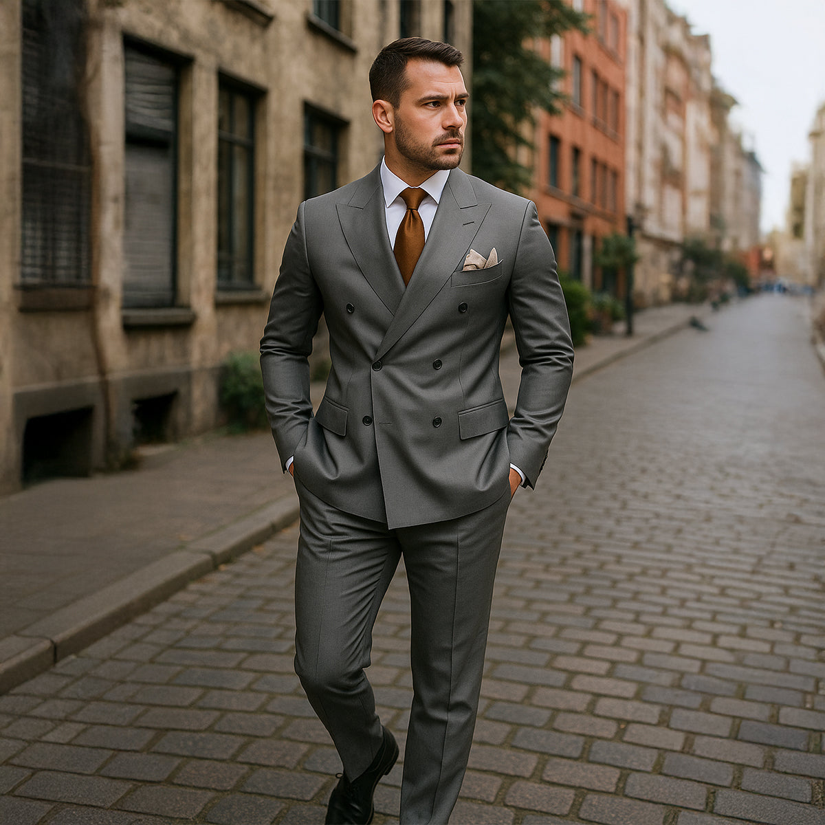 The Ventimiglia Men’s Double Breasted Suit – Slim Fit 2 Piece Blazer & Trousers