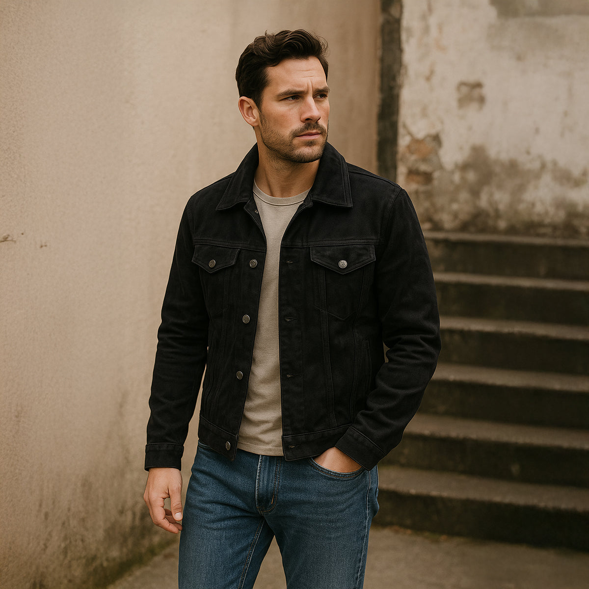 The Vintage Suede Cargo Jacket for Men — Lightweight Outdoor Style