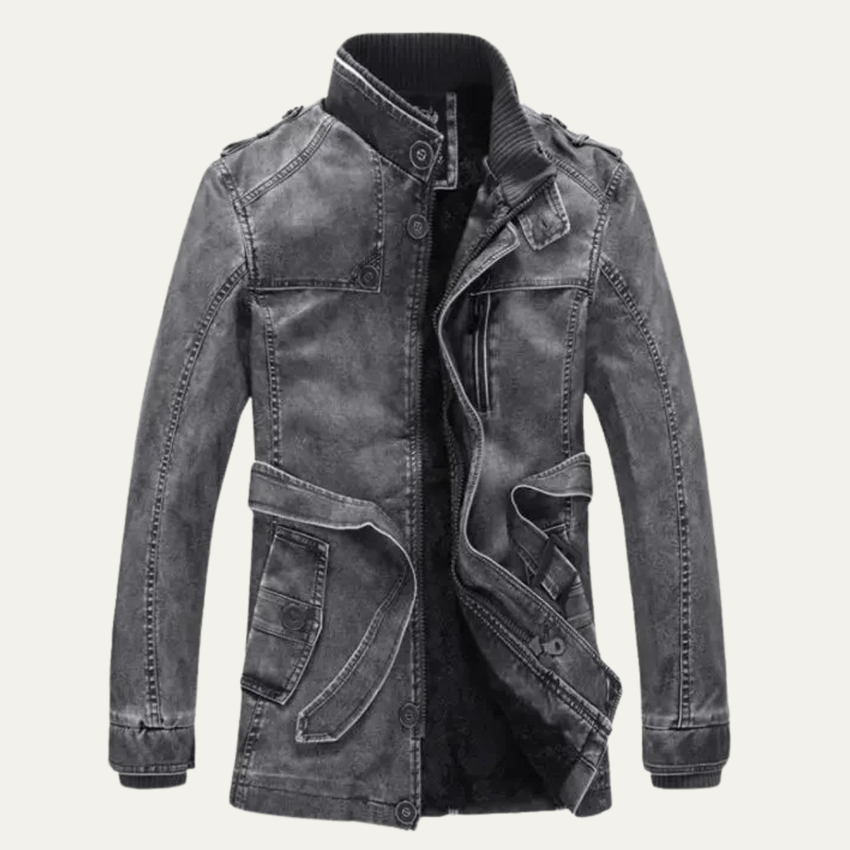 The Tremezzo Men’s Retro Thick Fleece Lined Leather Jacket