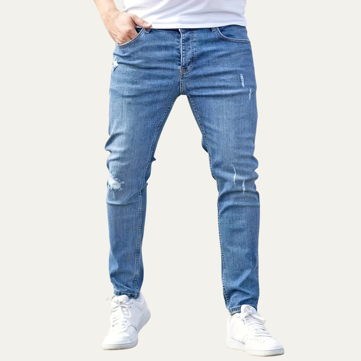 The Rome Men's Slim Fit Denim Jeans - Trendy Stretch Trousers
