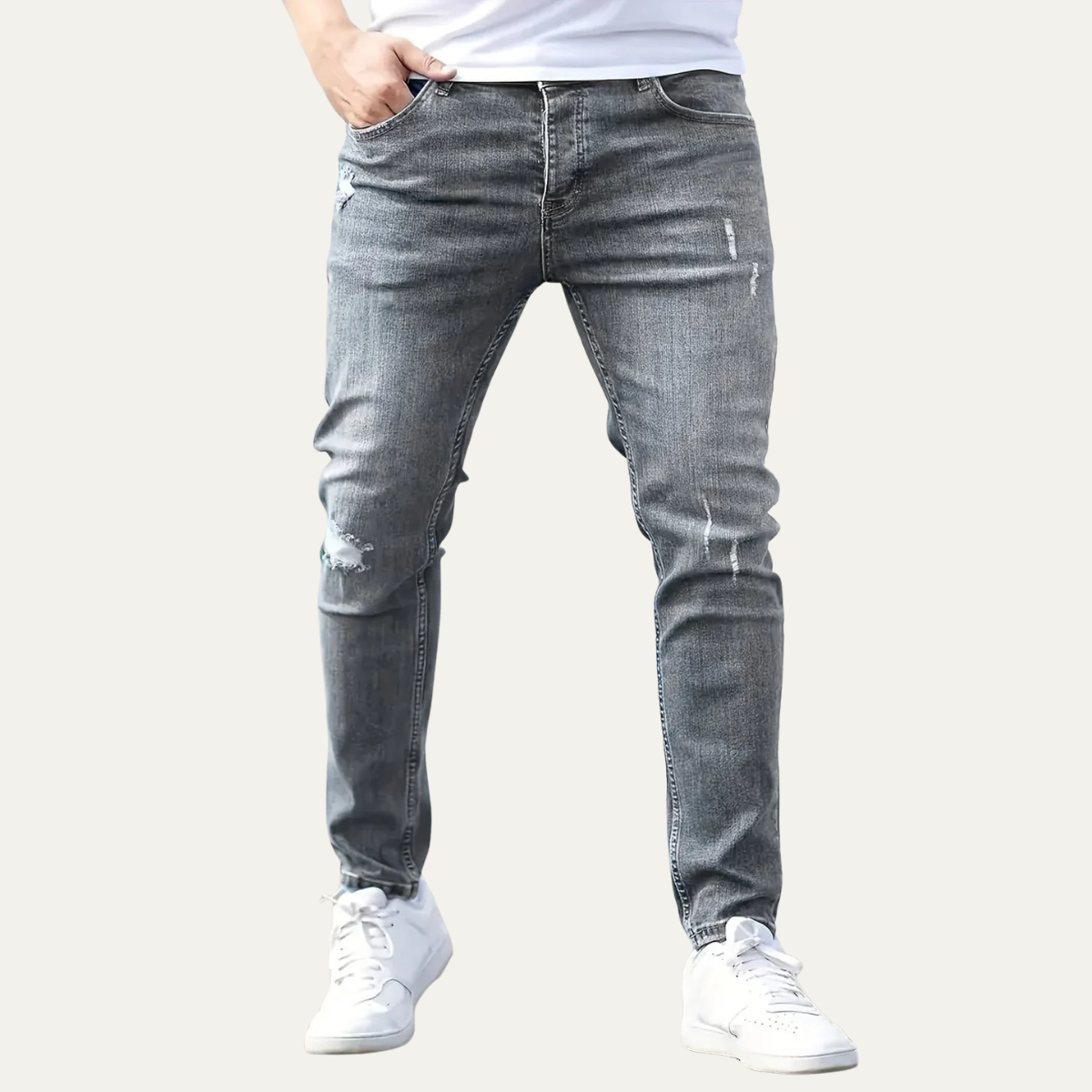 The Rome Men's Slim Fit Denim Jeans - Trendy Stretch Trousers