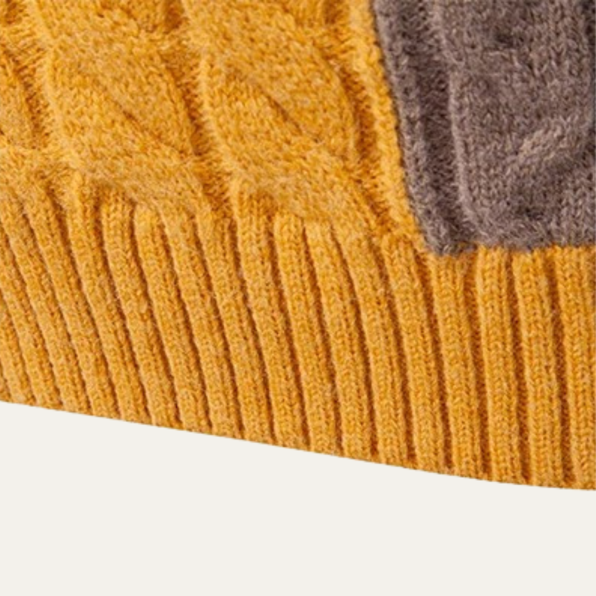 The Bevagna  Men’s Patchwork Knit Colour Block Turtleneck Jumper