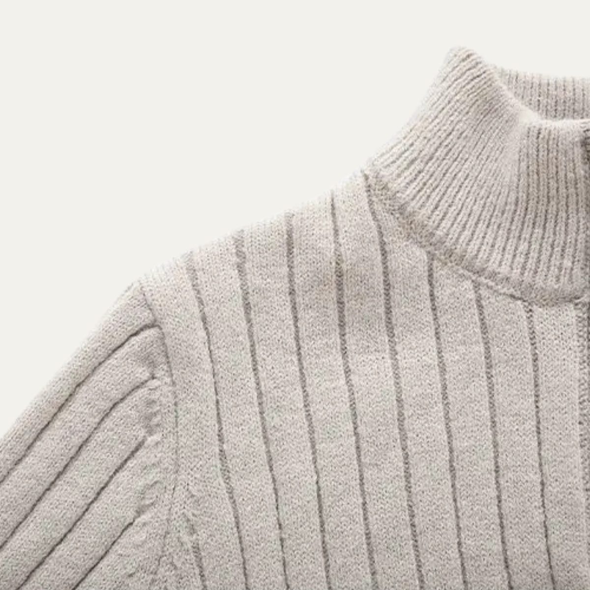 The Favignana Men's Knitted Stand Collar Ribbed Half Zip Jumper