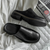 The Loughton Men's Black Leather Mule Slip-On Casual Clogs
