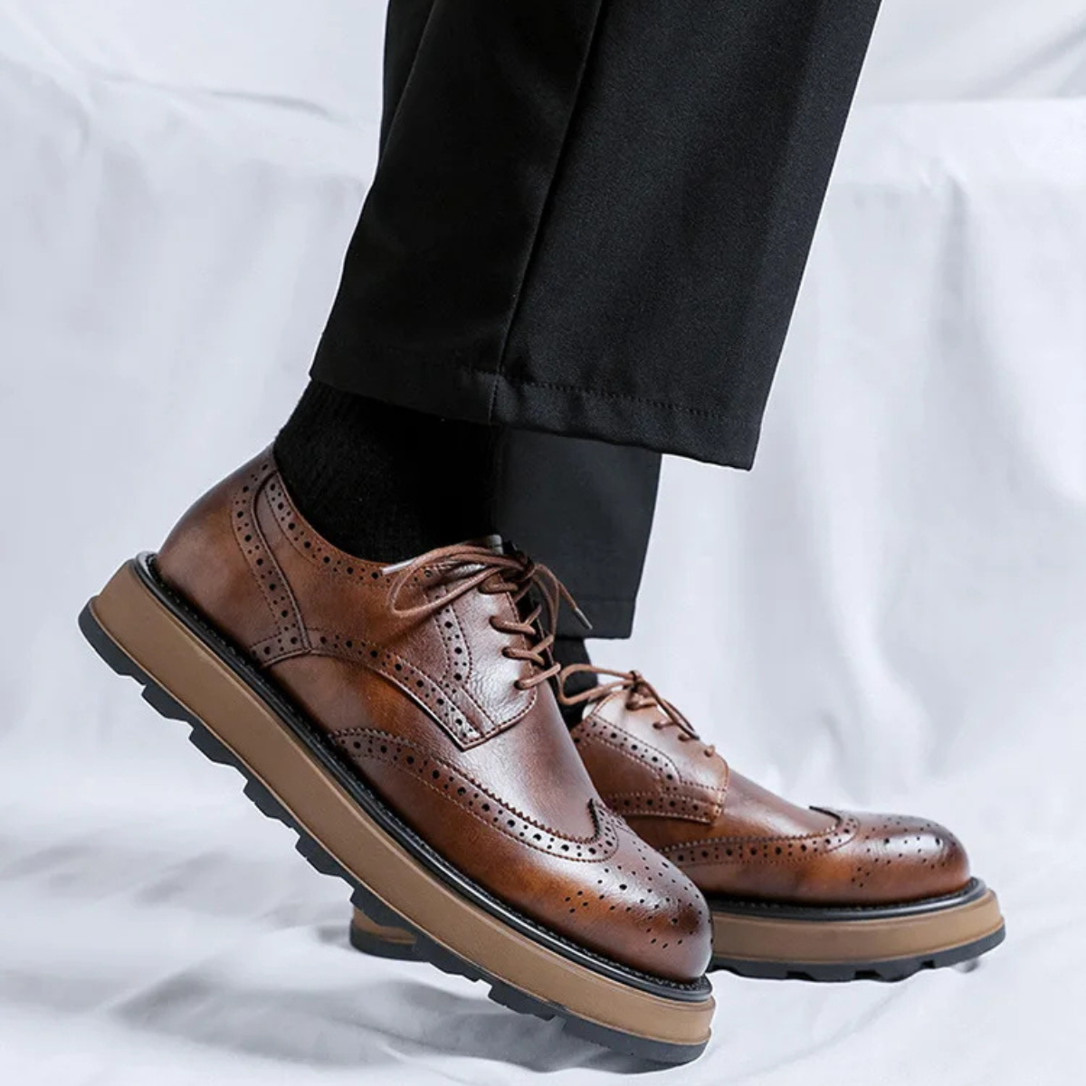 The Montalcino Men’s Leather Brogue Classic Lace Up Dress Shoes