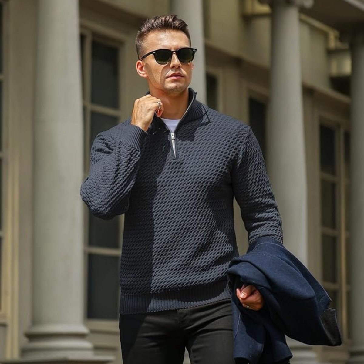 The Riviera Men’s Luxury Quarter Zip Knit Jumper