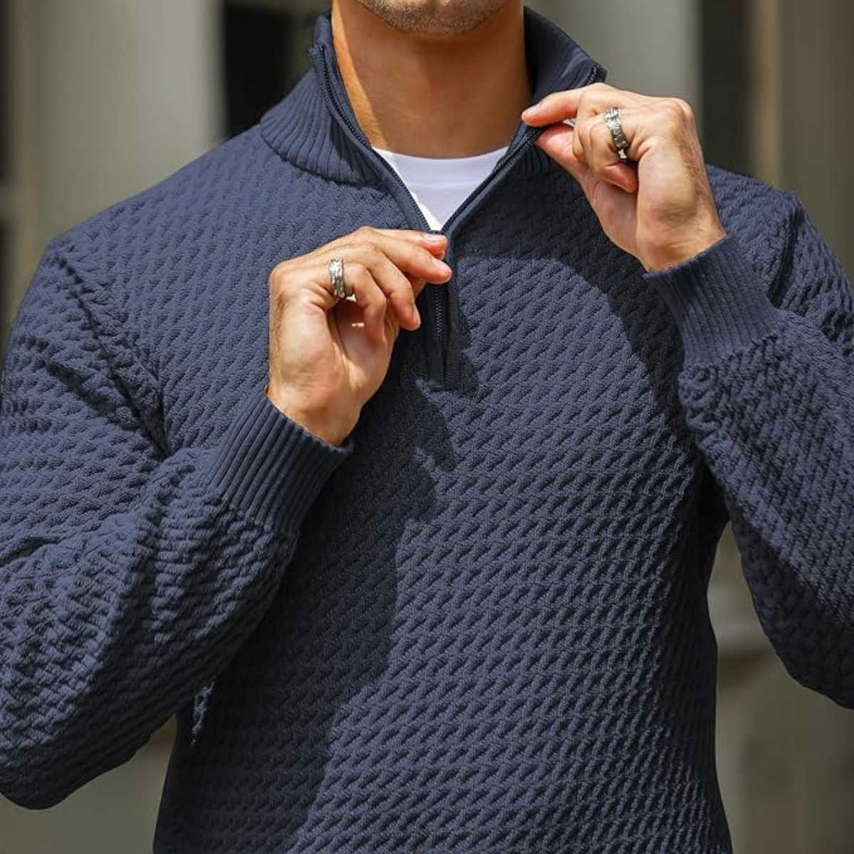 The Riviera Men’s Luxury Quarter Zip Knit Jumper