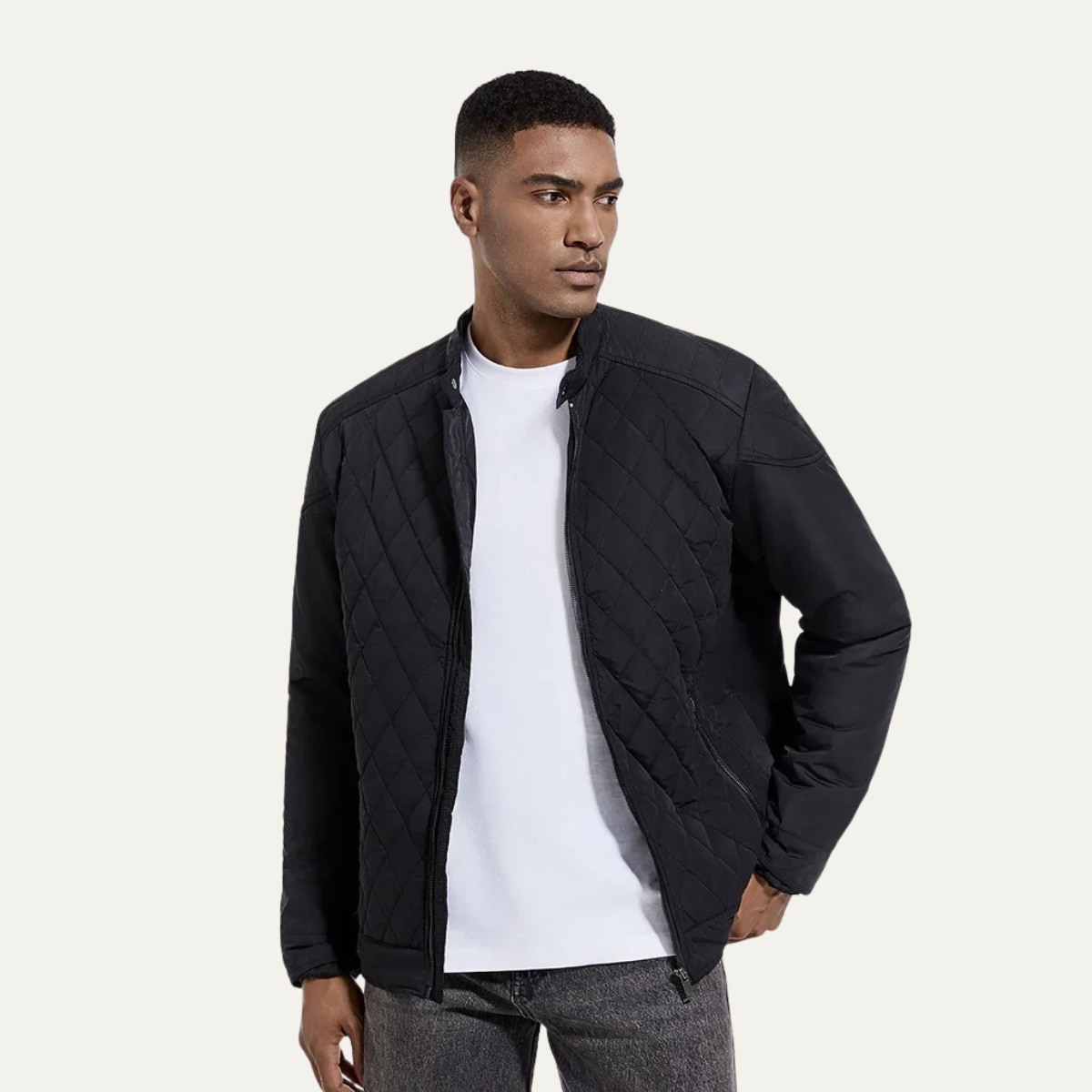 The Cabourg Men’s Lightweight Quilted Zip Up Jacket with Stand Collar
