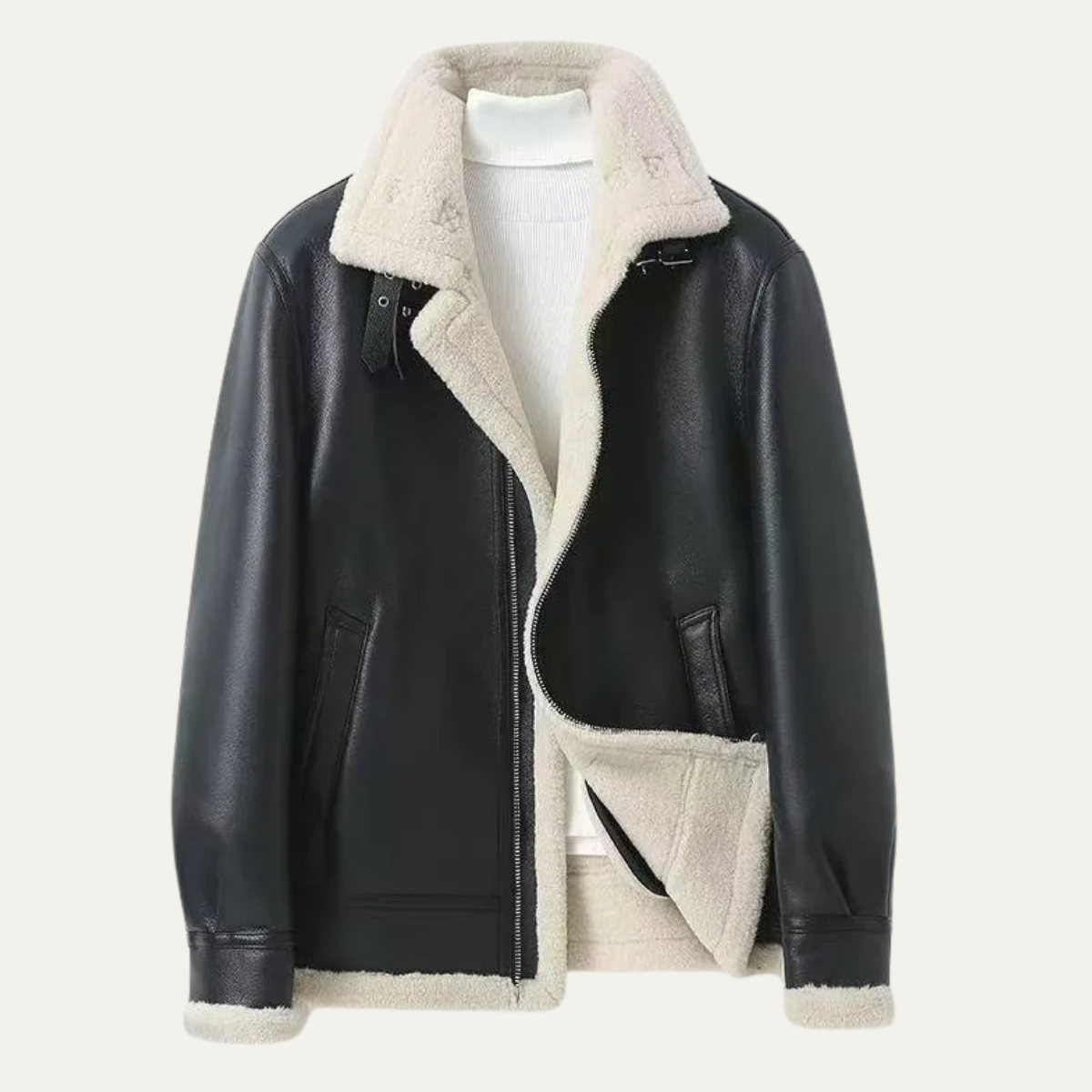 The Laglio Men’s Shearling Aviator Winter Leather Jacket