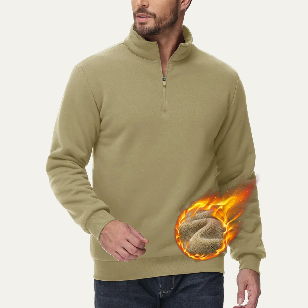 The Porta Romana Men’s Casual Thermal Warm Half Zip Turtleneck Jumper