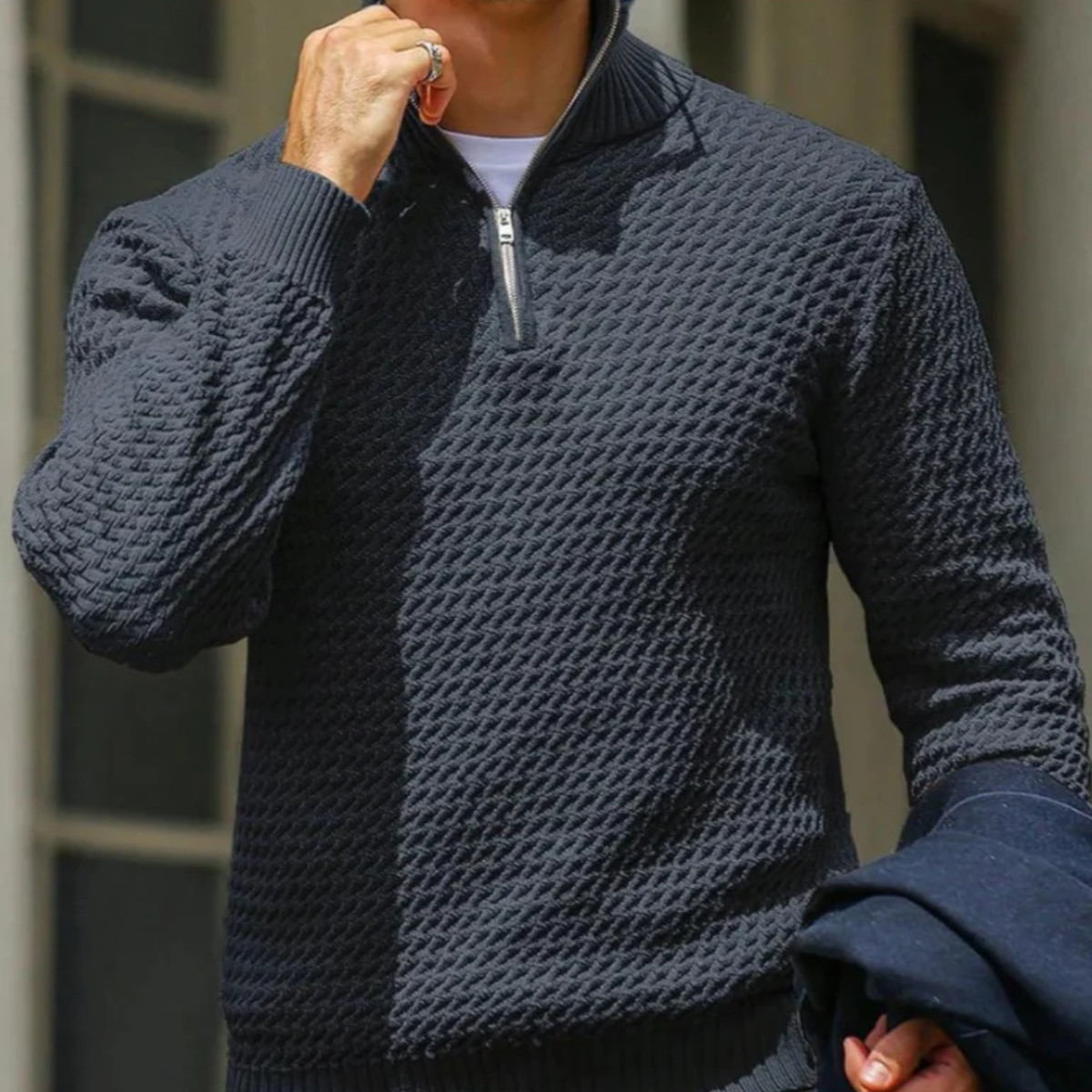 The Riviera Men’s Luxury Quarter Zip Knit Jumper