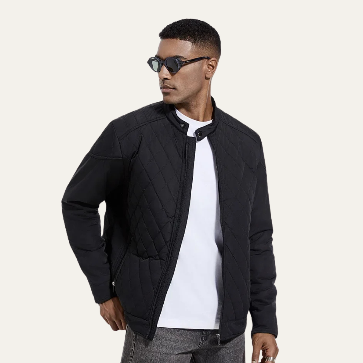 The Cabourg Men’s Lightweight Quilted Zip Up Jacket with Stand Collar