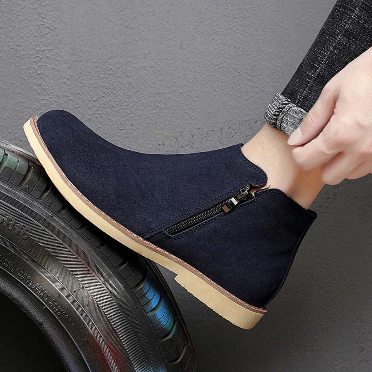 The Saint Tropez Men’s Retro Suede Zip Ankle Chelsea Boots