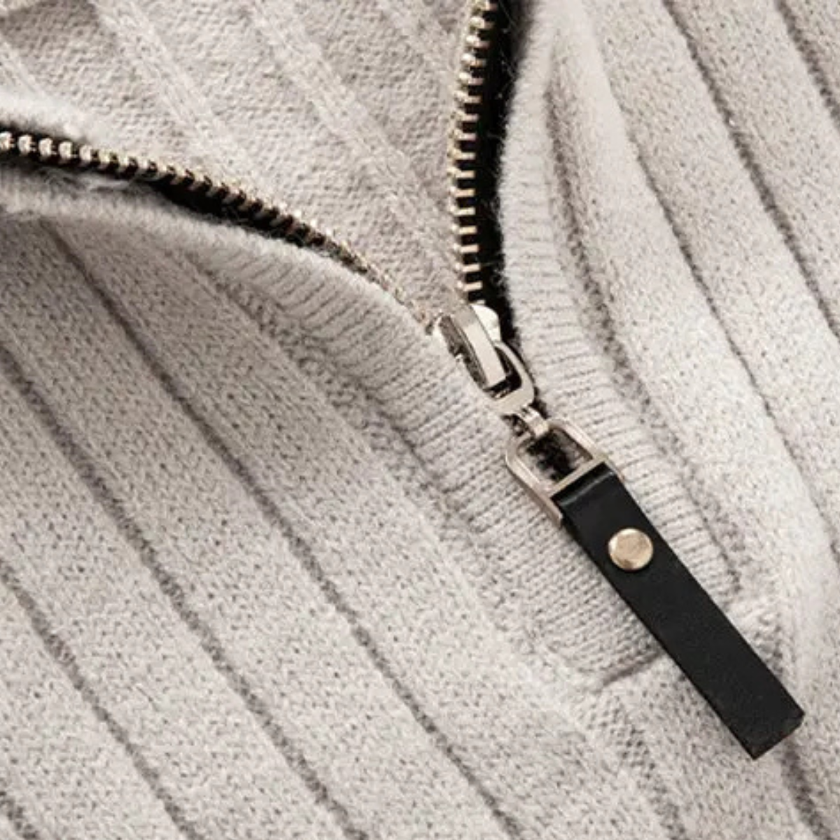 The Favignana Men's Knitted Stand Collar Ribbed Half Zip Jumper