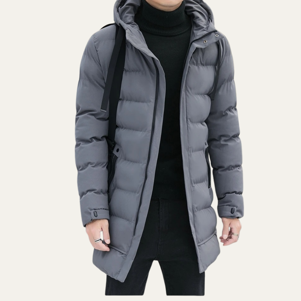 The Whitby Men's Stylish Longline Black Puffer Coat